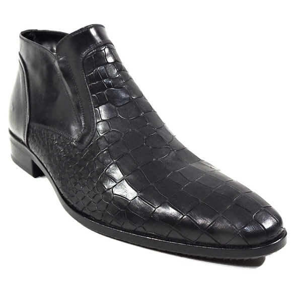 GOODMAN 🇮🇹 MEN'S BLACK SOFT LEATHER WINTER BOOTS SIZE 40 EU - Picture 3 of 8